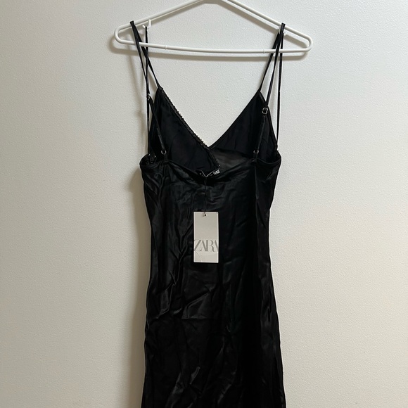 Zara Satin Effect Rhinestone Midi Dress S - Picture 11 of 11